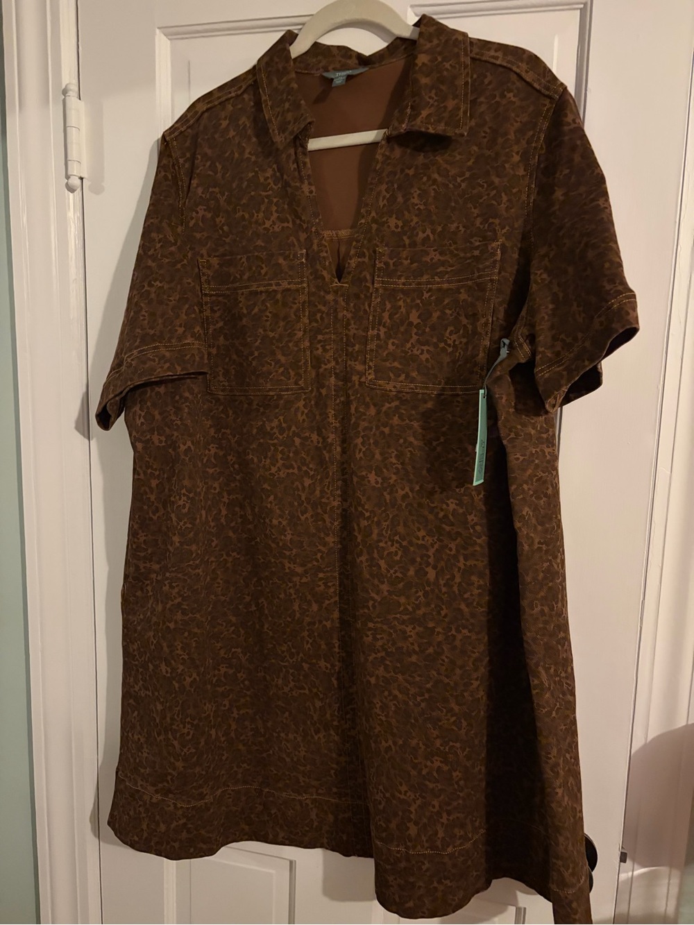 Terra & Sky Leopard Print Mini Popover Dress